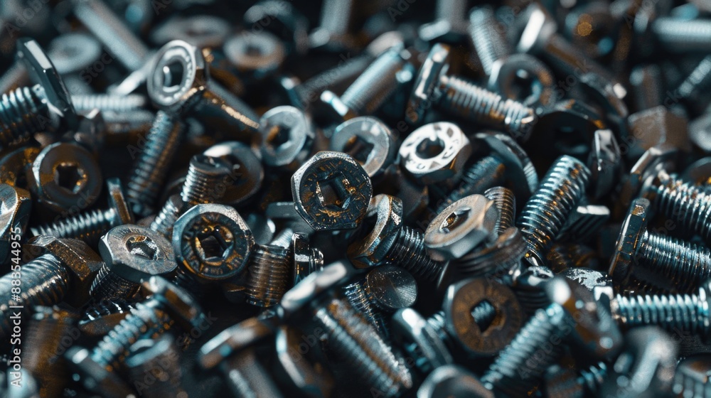 Aufkleber a collection of screws and nuts arranged on a table