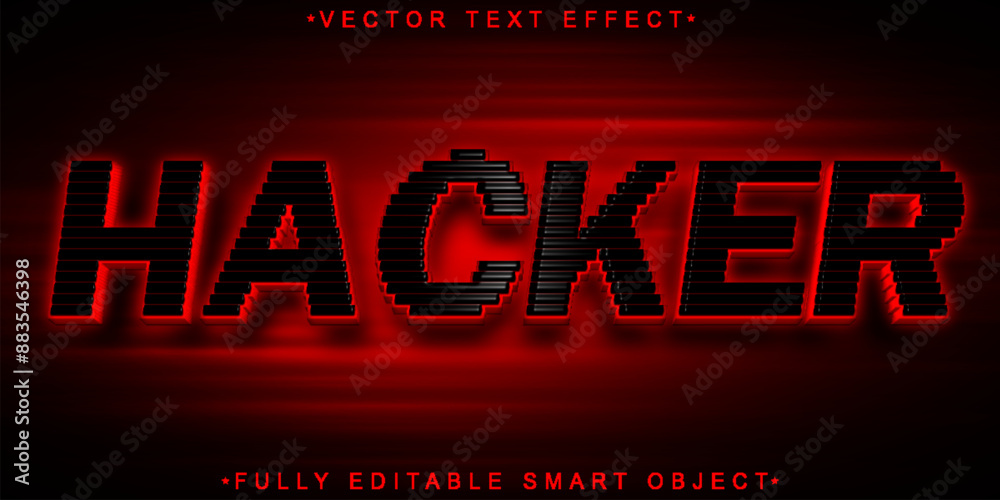 Aufkleber hacker red data vector fully editable smart object text effect