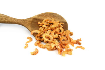 Dried shrimp or dried salted prawn isolated on white background