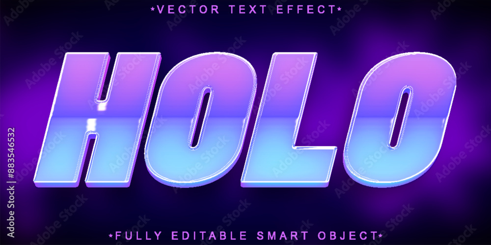 Poster holo vector fully editable smart object text effect