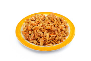 Dried shrimp or dried salted prawn isolated on white background