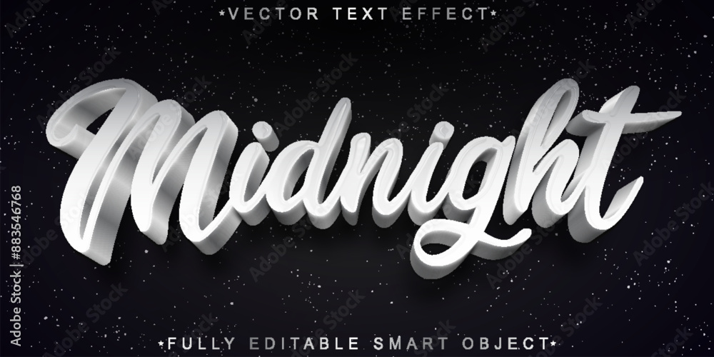 Poster white midnight vector fully editable smart object text effect