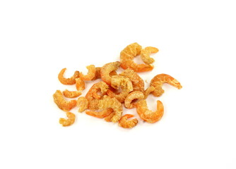 Dried shrimp or dried salted prawn isolated on white background