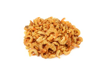 Dried shrimp or dried salted prawn isolated on white background