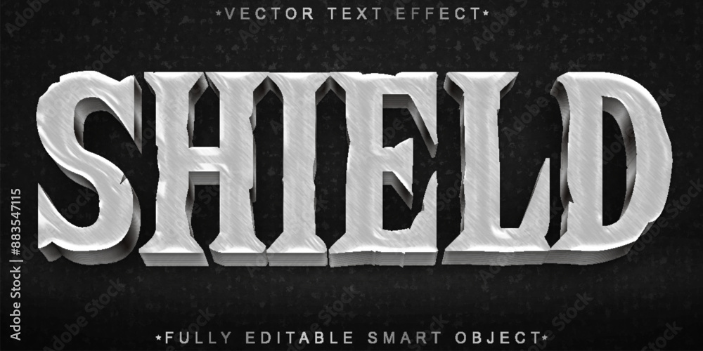 Poster silver shield vector fully editable smart object text effect
