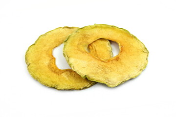 slices of dried melon isolated on white