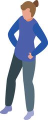 Fototapeta premium Young woman is standing with her hands on her hips in this isometric icon