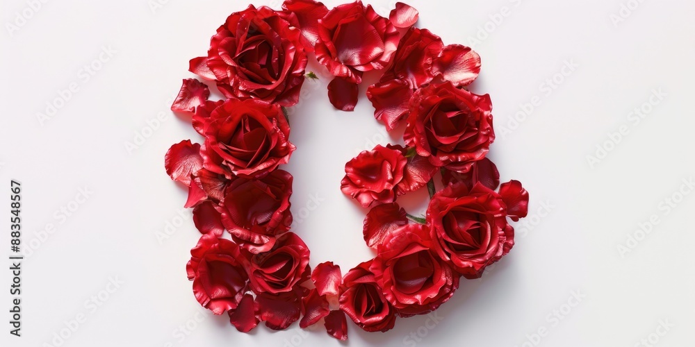 Poster A simple design featuring the digits 1-12 in red flowers on a white surface, suitable for use as a graphic element or illustration