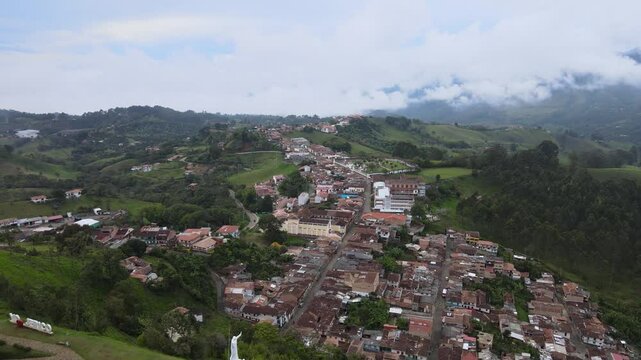 Drone shot over Jerico, Colombia
