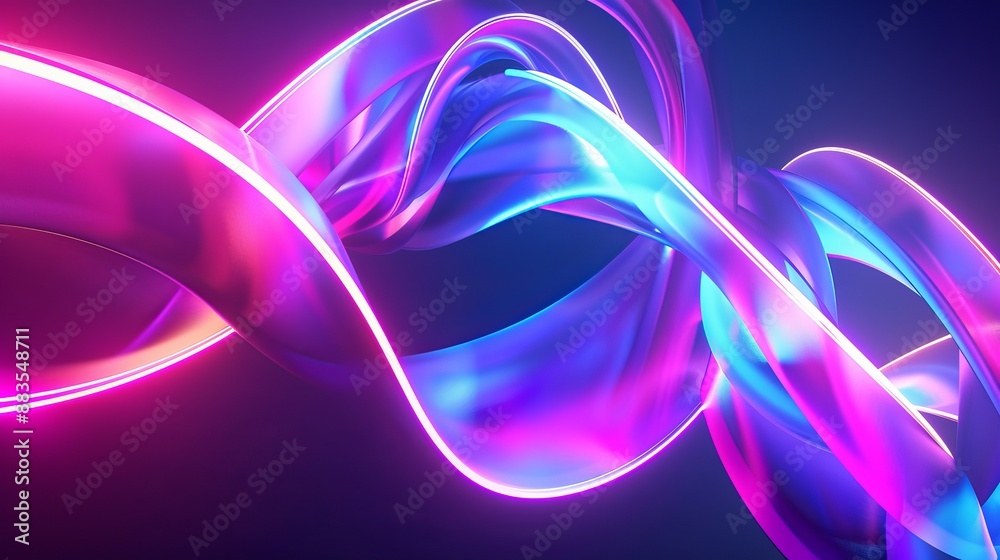 Wall mural futuristic concept rendered in 3d showcasing a colorful background with abstract shapes glowing in t