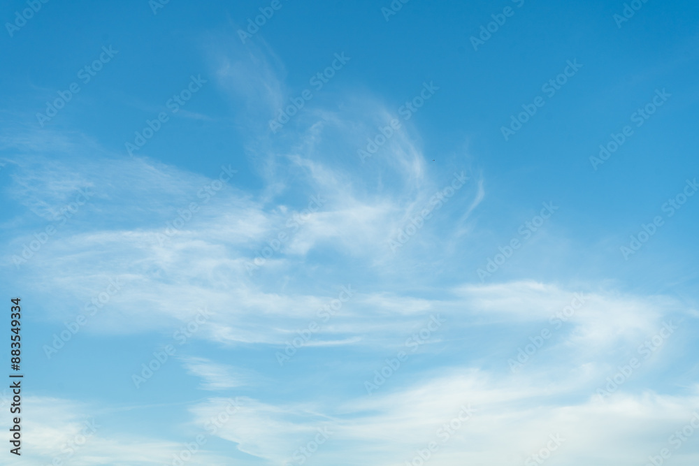 Wall mural light blue sky white clouds texture background.