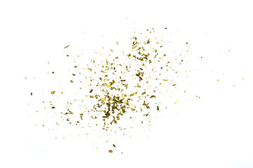 Zaatar spice isolated on white. Pile of zaatar (za'atar), a middle eastern spice mix with sesame seeds, salt, oregano, thyme, and marjoram - isolated