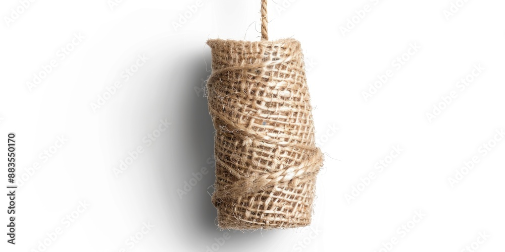 Aufkleber A roll of jute rope hangs on a wall, perfect for decorating or using as a rustic accent
