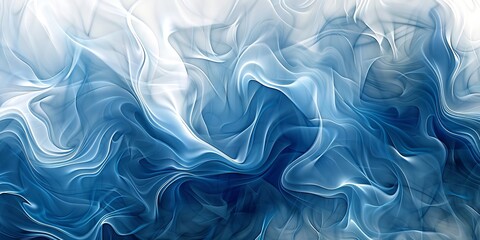 Fototapeta premium Abstract blue and white flowing fabric waves Concept of softness, textile, fluidity, airiness. Copy space. Abstract background