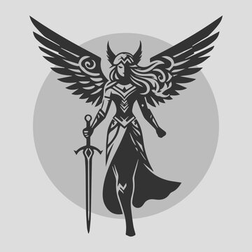 Illustration valkyrie simple and elegant black
