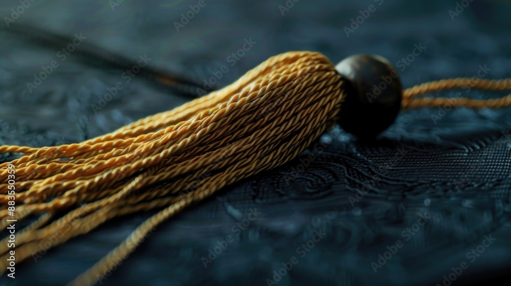 Poster A close-up shot of a tassel resting on a table