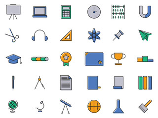 collection of educational vector icon designs, suitable for apps, websites, etc