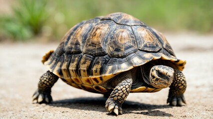 Fototapeta premium photo of single dragon tortoise for luck isolated in p background
