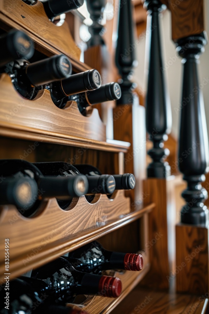 Aufkleber A collection of wine bottles displayed on a shelf, perfect for use in food and beverage related contexts