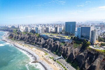 Lima, Peru along the coast also known as Circuito de Playas de la Costa Verde at a golden hour...