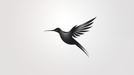 Fototapeta premium Black and White Hummingbird Silhouette in Flight