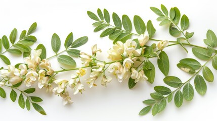 Fototapeta premium A detailed view of a flowering plant with white blooms