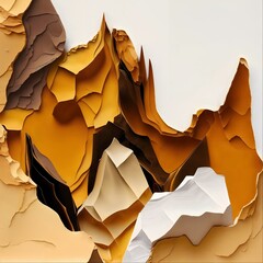 Abstract depiction of layered formation with earthy tones and intricate textures, isolated.