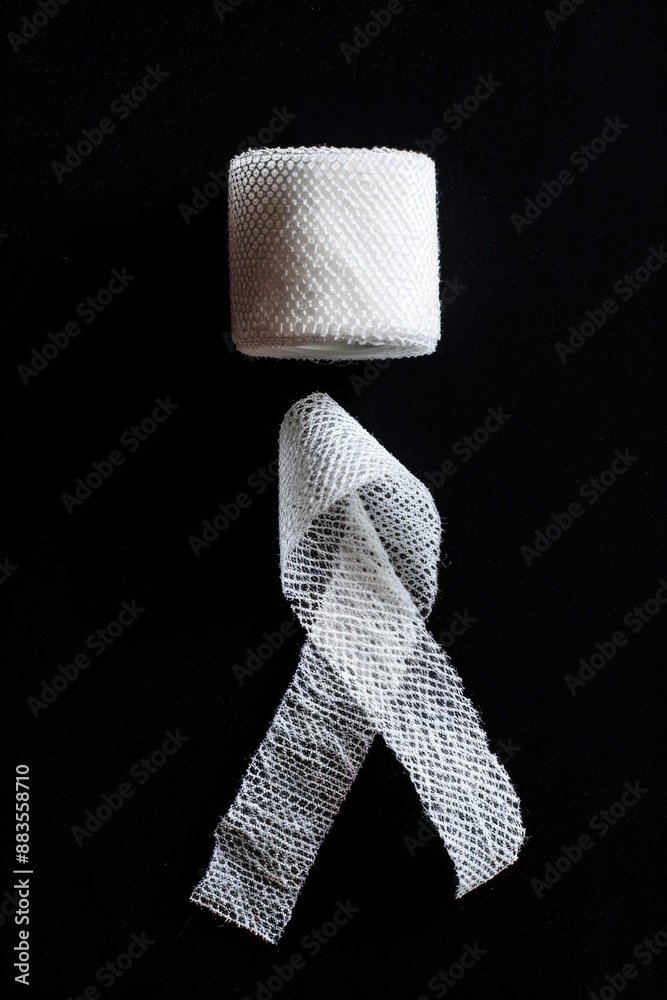 Poster two rolls of toilet paper stacked on top of each other, ready for use