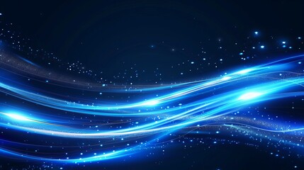 Obraz premium Vector background with blue glowing shiny lines effect showcasing luminous white lines depicting speed and light glowing effects Includes light trail waves fire path traces and