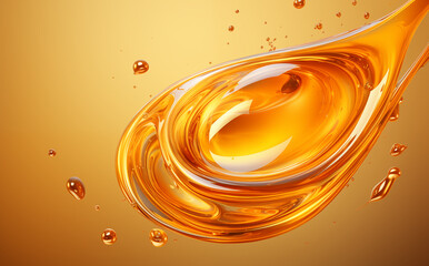 Fototapeta premium A drop of liquid amber falling to the surface 