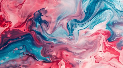 Abstract fluid art composition featuring vibrant swirling hues of pink red and blue designed to create dynamic and creative backgrounds