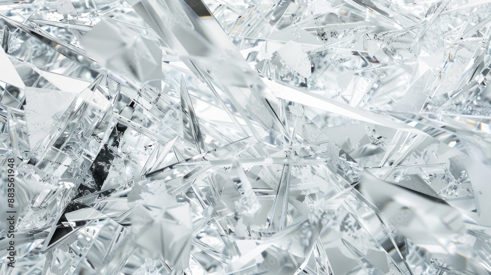 Poster a close-up view of a bunch of broken glass shards