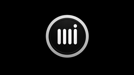 Obraz premium Minimalist round logo with four white vertical lines on a black background