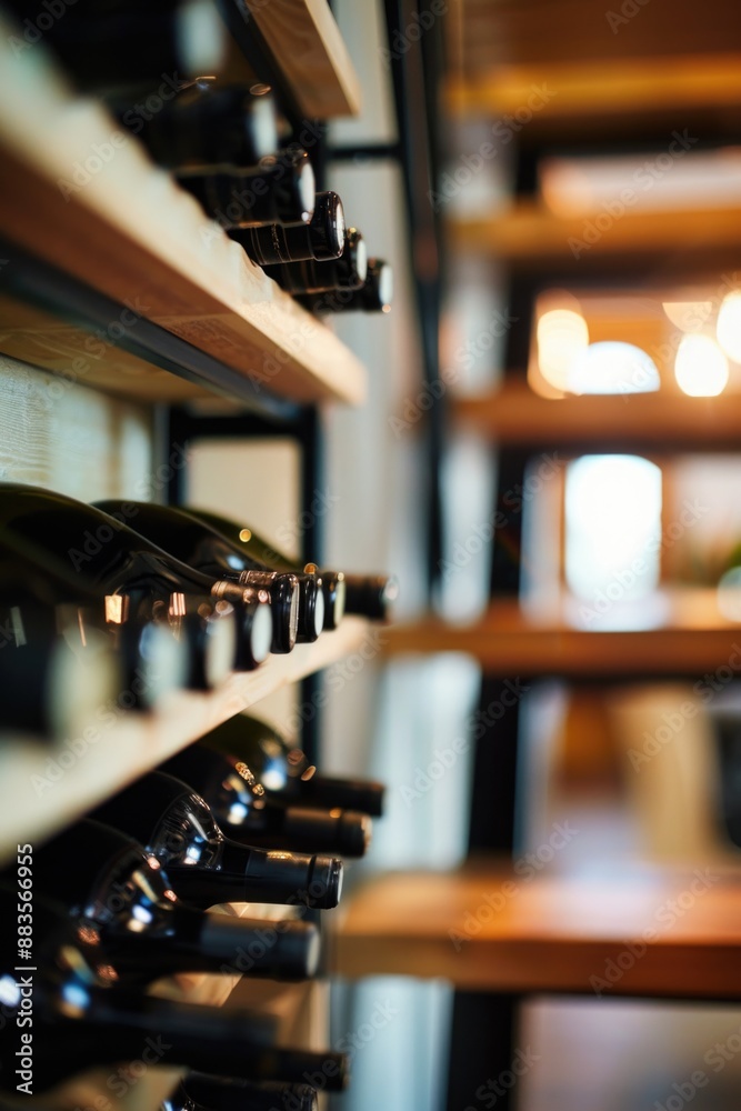Poster a shelf filled with various bottles of wine
