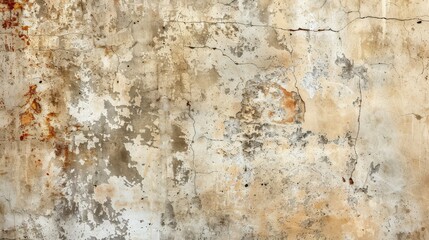 Weathered and Cracked Off-White Concrete Wall Texture with Peeling Paint