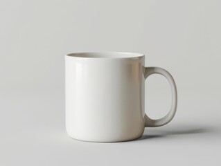 Obraz premium Blank mock up of a matte finish mug, isolated on a light grey background, simple and clean