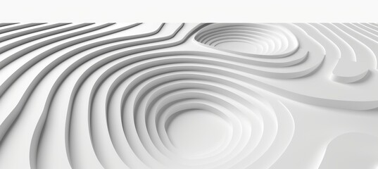 Abstract White Geometric Background, 3D Contour Topography Relief Lines with Seamless Cycles Design