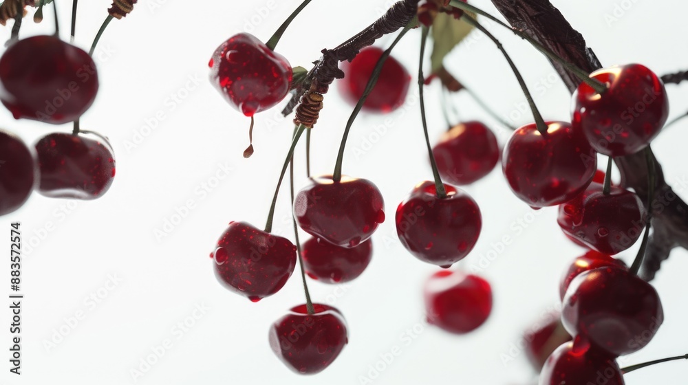 Poster a basket full of ripe cherries hangs from the tree branch, perfect for snacking or baking