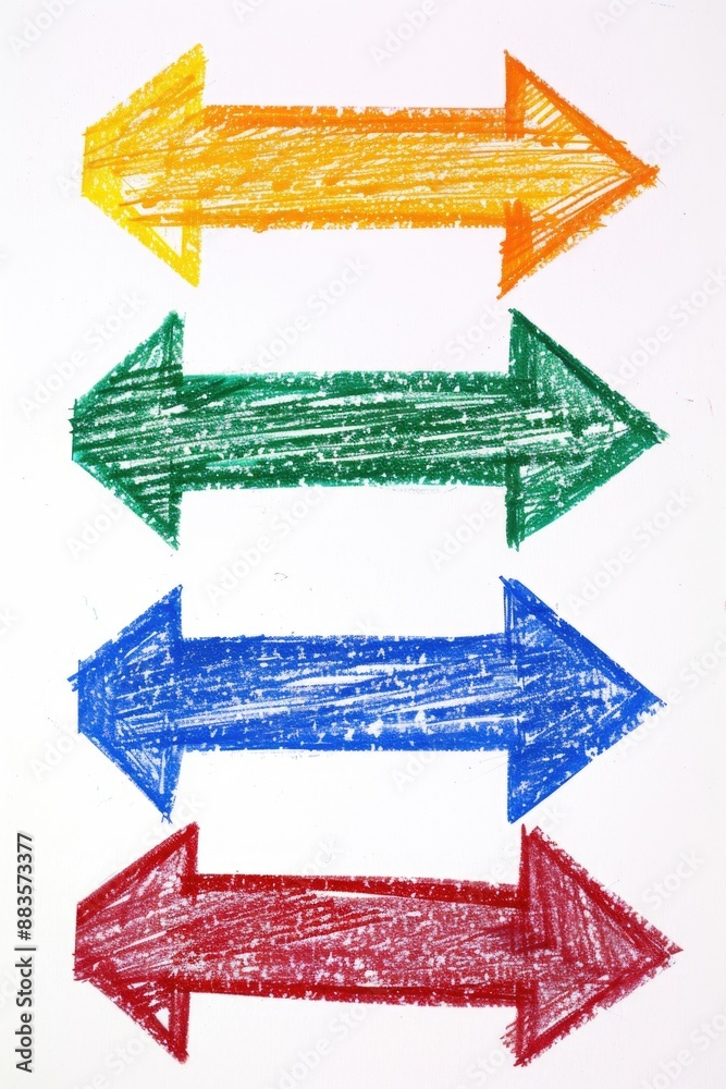 Poster A simple drawing of three colorful arrows moving in various directions