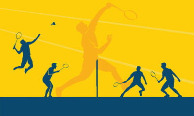 Premium Illustration of badminton double players playing together best for your digital graphic and print
