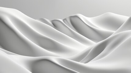 Obraz premium Abstract, Minimalist White Background with Smooth, Flowing Drapery, Elegant Textile Waves, 3D Render