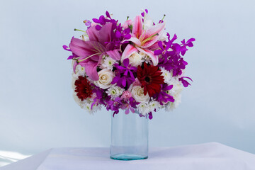 ฺBeautiful bouquet of flowers arranged in a basket