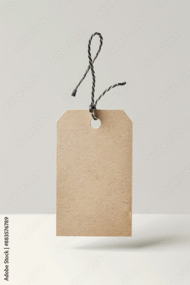Aufkleber A simple brown price tag hanging from a string, often used for labeling or pricing items