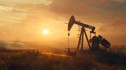 Silhouette oil pump with solar cell, high res