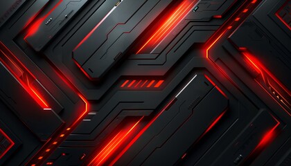 Futuristic Glowing Red Circuit Board Technology Background