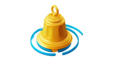 A Yellow bell isolated on a transparent background for web banner, wallpaper