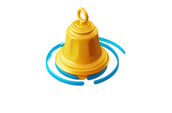A Yellow bell isolated on a transparent background for web banner, wallpaper