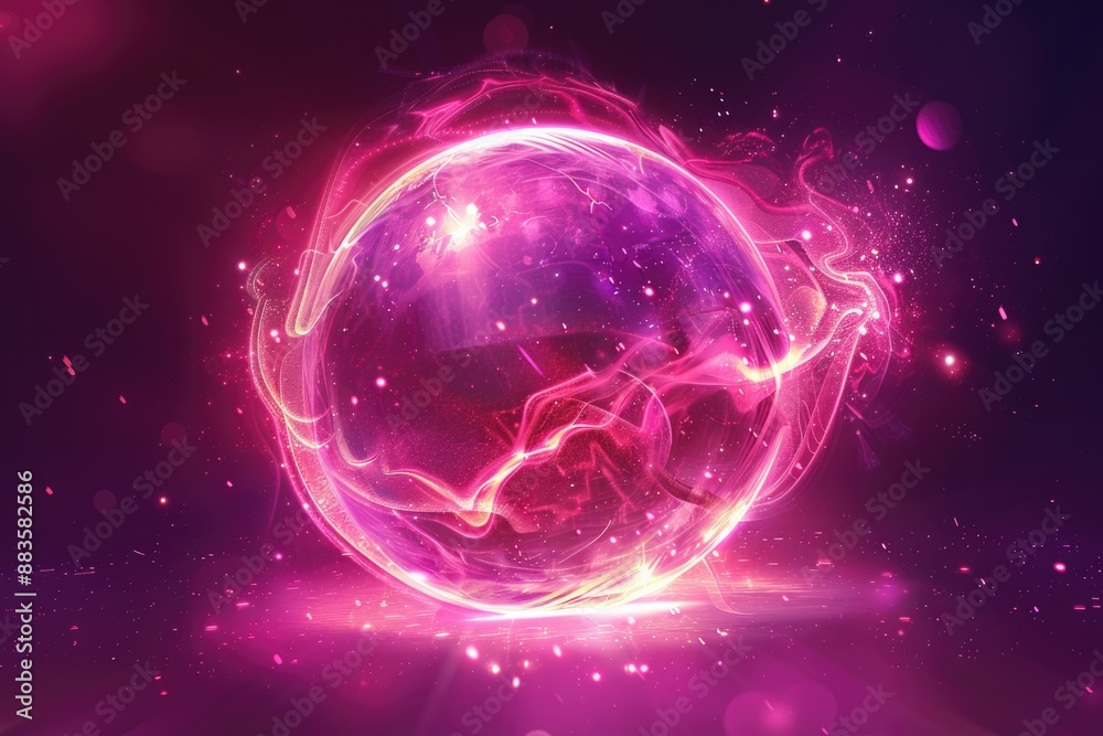 Poster a colorful glowing orb with a purple background