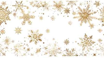 Yellow snowflakes on a transparent background