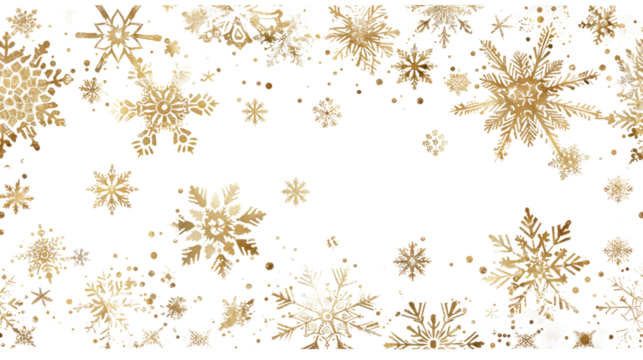 Yellow snowflakes on a transparent background